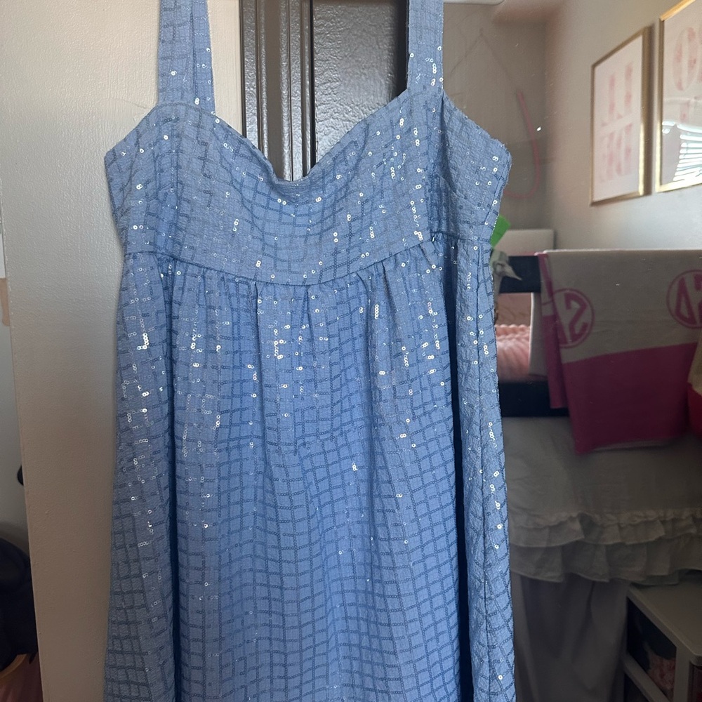 Sparkle blue babydoll dress